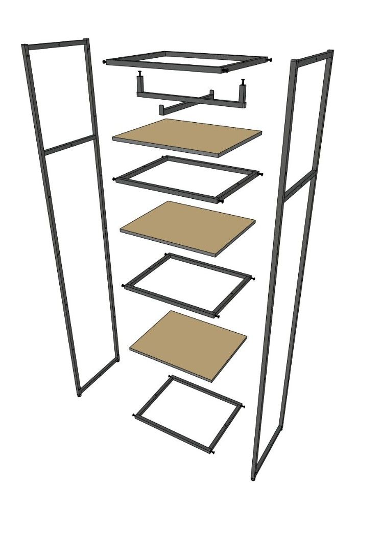 Стеллаж для одежды AС2260-10-Ч со стеклом 220х60х45