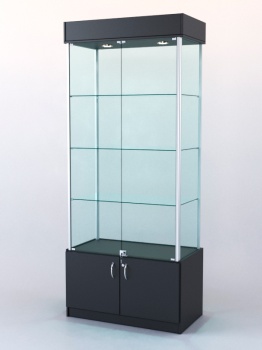 Витрина "ЛЮКС" №5 с подсветкой (задняя стенка - стекло), Черный