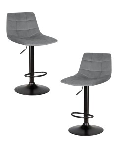 Набор 2 шт Стул барный DOBRIN TAILOR BLACK, серый велюр (MJ9-75)