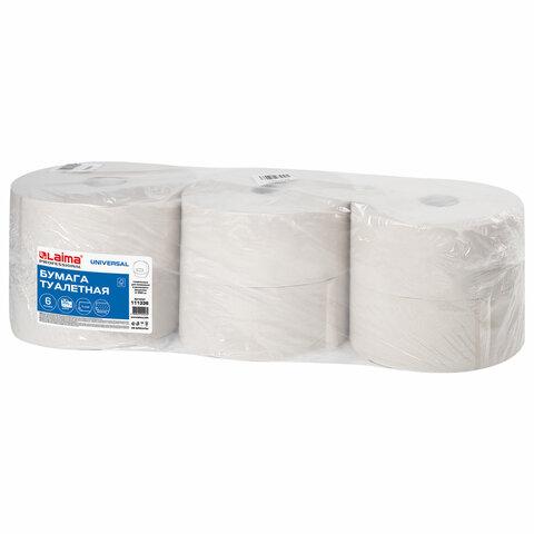 Бумага туалетная БОЛЬШОЙ РУЛОН, 450 м, LAIMA (Т1), UNIVERSAL, 1-слойная, КОМПЛЕКТ 6 рулонов, 111336