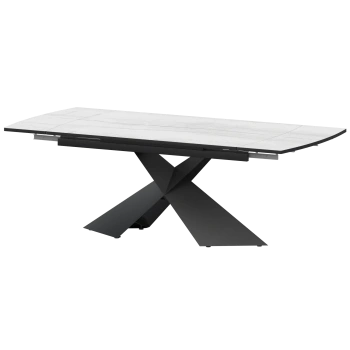 Стол раздвижной Модерн Обеденные столы в пластике Модерн 1400х800+300 (Н-3832) Фрост/Черный муар