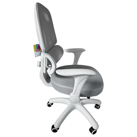 Кресло детское с поясничной поддержкой BRABIX KIDS "MG-225", сетка/ткань TW, серое, 533318