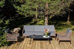 "Канны" лаунж-зона 5-местная из роупа со столом "Верона" (серый гранит)