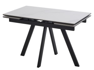 Стол НЕО-2 120 цвет MATTE БЕЛЫЙ МРАМОР, керамика / Черный каркас