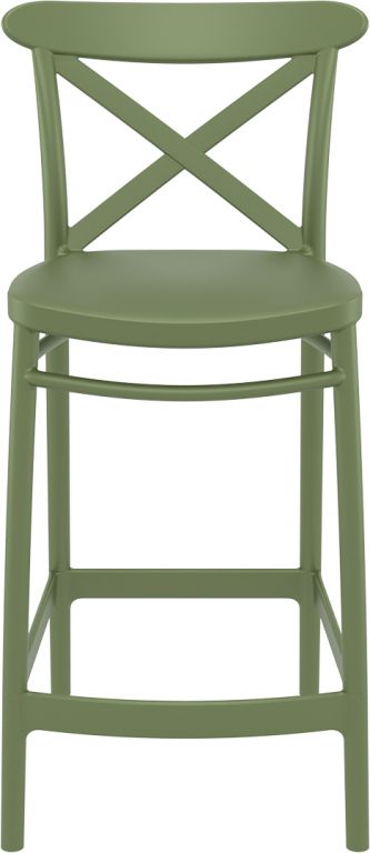 Стул пластиковый полубарный Cross Bar 65 оливковый