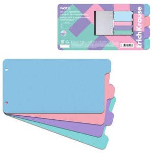 Разделитель пластиковый по цветам ERICH KRAUSE "Diagonal Pastel", НАБОР 4 цвета, 240x12 мм, 62926