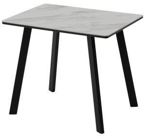 Стол ТИК ТАК 90  цвет Белый мрамор активный, керамика / Черный каркас
