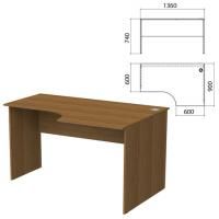 Стол письменный эргономичный "Бюджет", 1360х900х740 мм, правый, орех французский, 402663-190