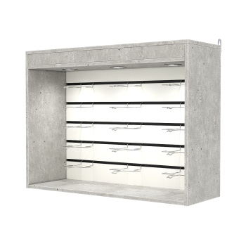 Витрина настенная №3-2ВГ с экономпанелью, без полок, с подсветкой, Метрополитан Грей