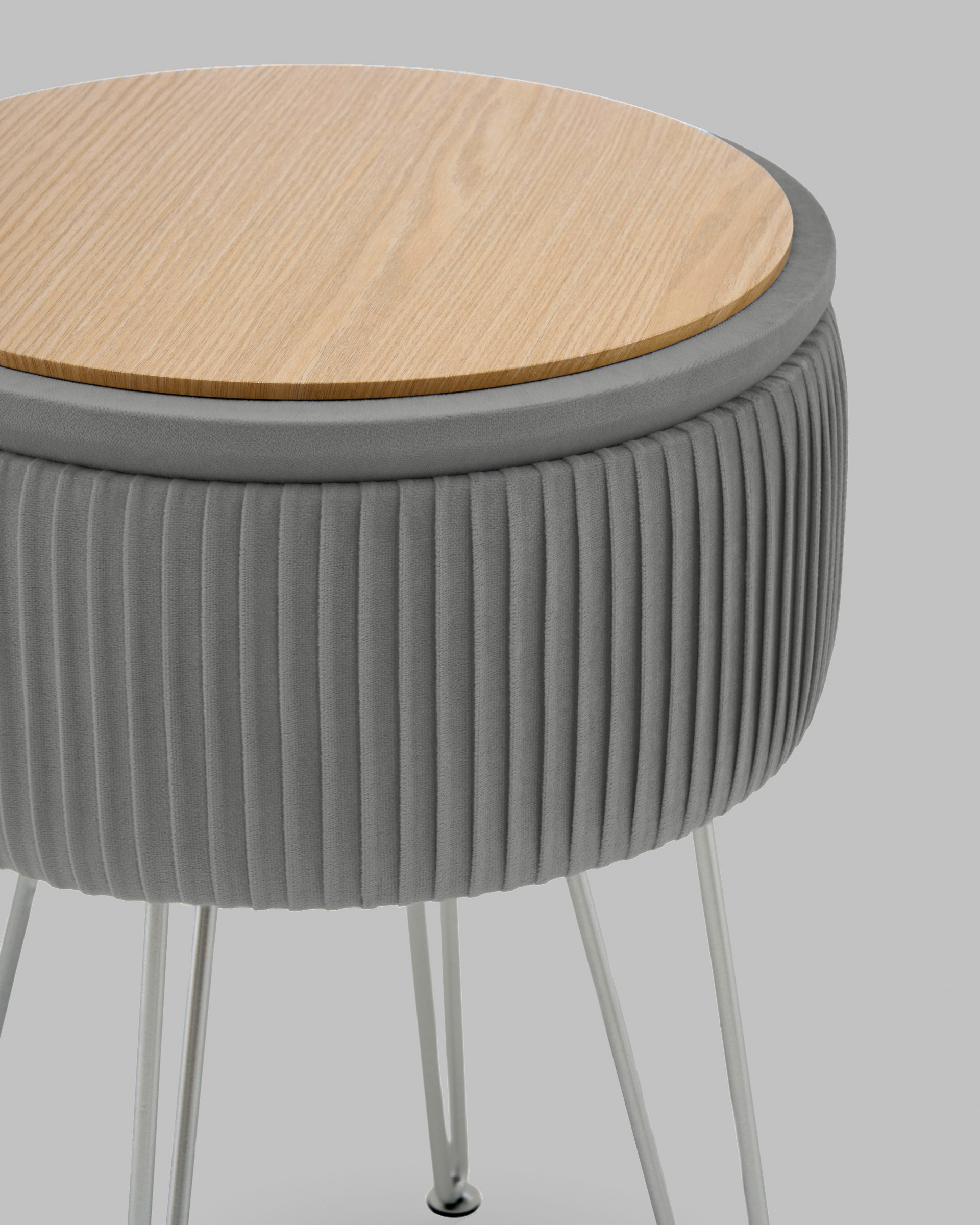 Пуф Астор серебристый серебряные ножки