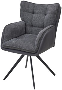 Стул ОРТЕГА (ORTEGA) 180 град.поворот.Темно-серый Brego-16, ткань/ Maison 95, PU/Черный, ®DISAUR