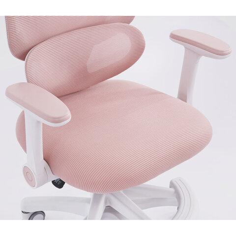Кресло детское с подставкой для ног BRABIX KIDS "MG-220", сетка/ткань TW, розовое, 533314