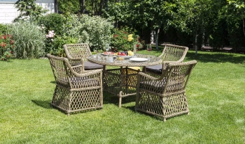 "Доппио" обеденная группа плетеная, цвет соломенныйцвет соломенный