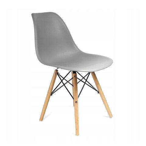 Стулья BRABIX "Eames CF-010", КОМПЛЕКТ 4 шт., пластик серый, опоры дерево/металл, 532632
