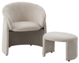 Кресло+оттоманка ХАГ (HUG) цвет AT5139-09 Св. бежевый, ткань/каркас металл в обивке,  ®DISAUR