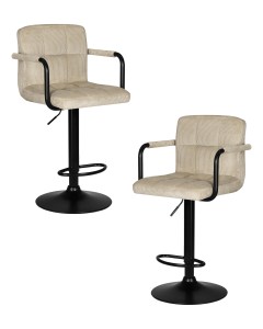 Набор 2 шт Стул барный DOBRIN KRUGER ARM BLACK, бежевый вельвет (LAR-E2041-04)