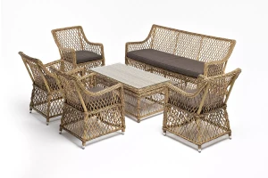 "Асти" лаунж-зона из искусственного ротанга на 6 персоны