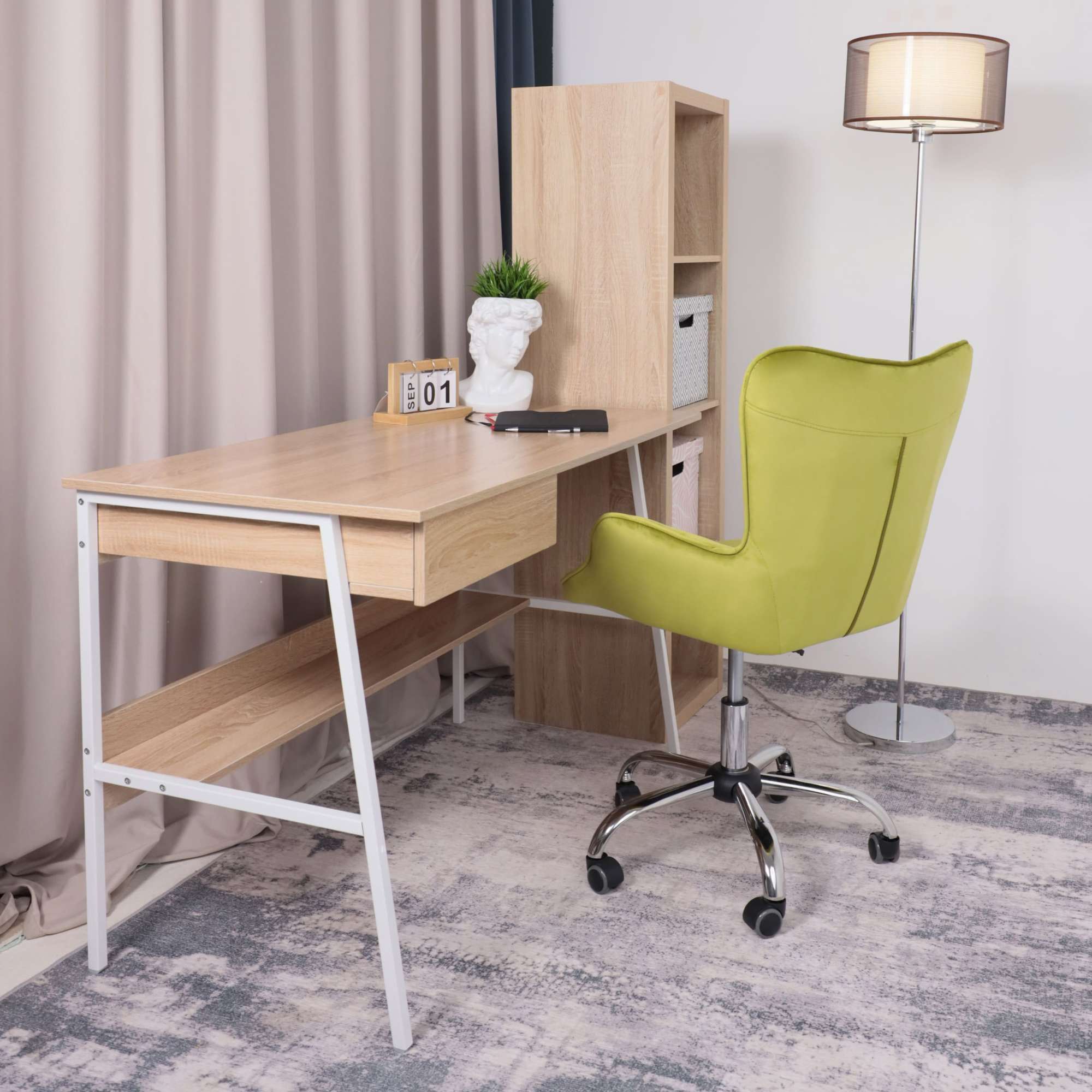 Кресло поворотное Bella, оливковый, велюр