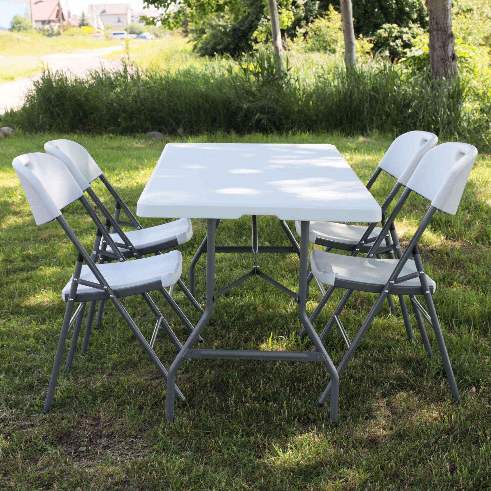 Стол садовый складной, белый, hdpe-пластик, длина 180 см