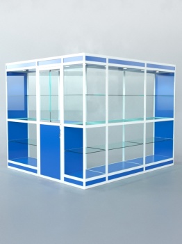 Павильон торговый из профиля угловой №1в, Делфт голубой U525 ST9 + Белый