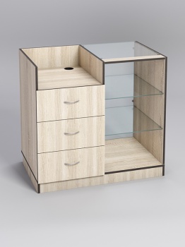 Прилавок под кассу "ТОРГОВЫЙ" №8, Дуб Сонома, кромка Дуб Венге