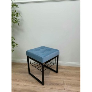 Банкетка Марсей 40-44 с полкой (голубой/черный)