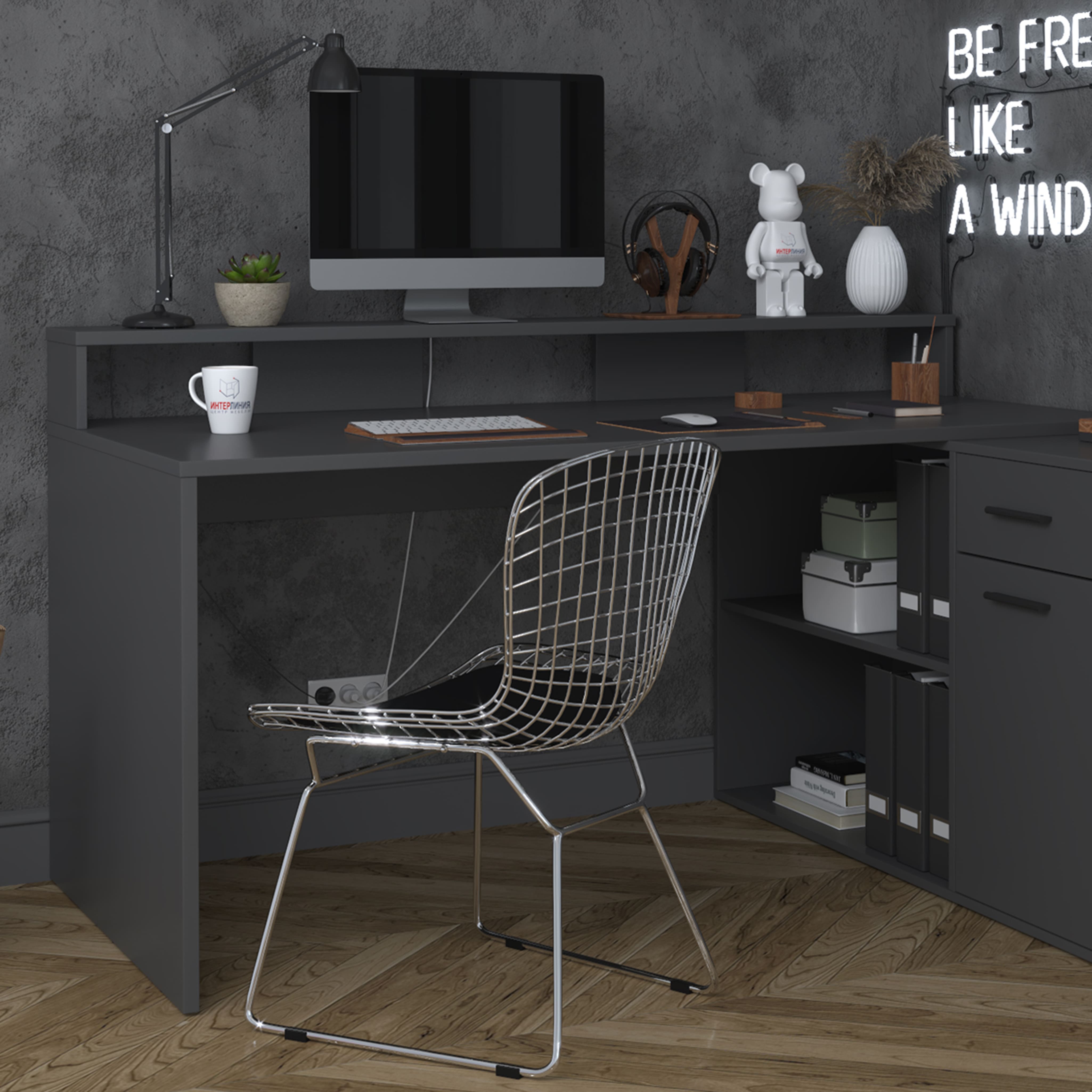 Стол компьютерный Интерлиния СК-14, антрацит, лдсп