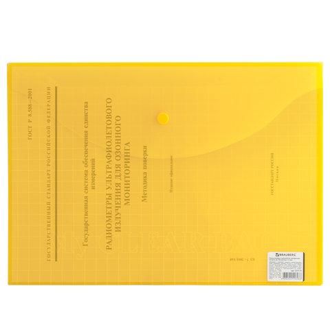 Папка-конверт с кнопкой BRAUBERG "My CLEAR BAG", А4, до 100 листов, прозрачная, ассорти, 0,15 мм, 225174
