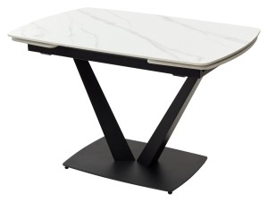 Стол АЛАТРИ (ALATRI) 120 цвет БЕЛЫЙ МРАМОР МАТОВЫЙ (MATT WHITE MARBLE) керамика / ЧЕРНЫЙ, ®DISAUR