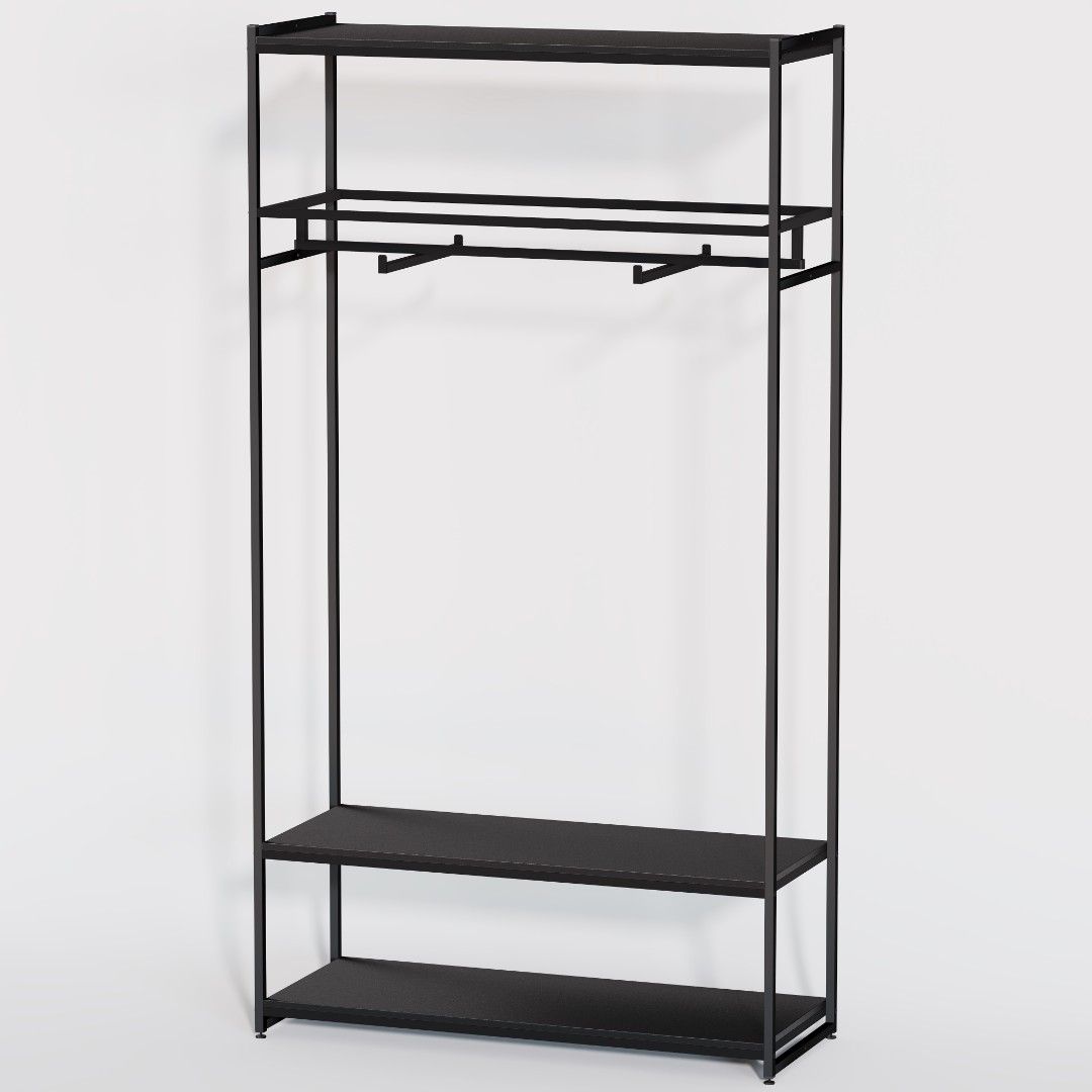 Стеллаж для одежды в стиле Лофт A22120-08-ЧЧ (220х120х45)