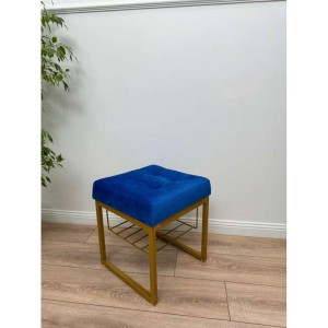 Банкетка Марсей 40-44 с полкой (синий/золото)