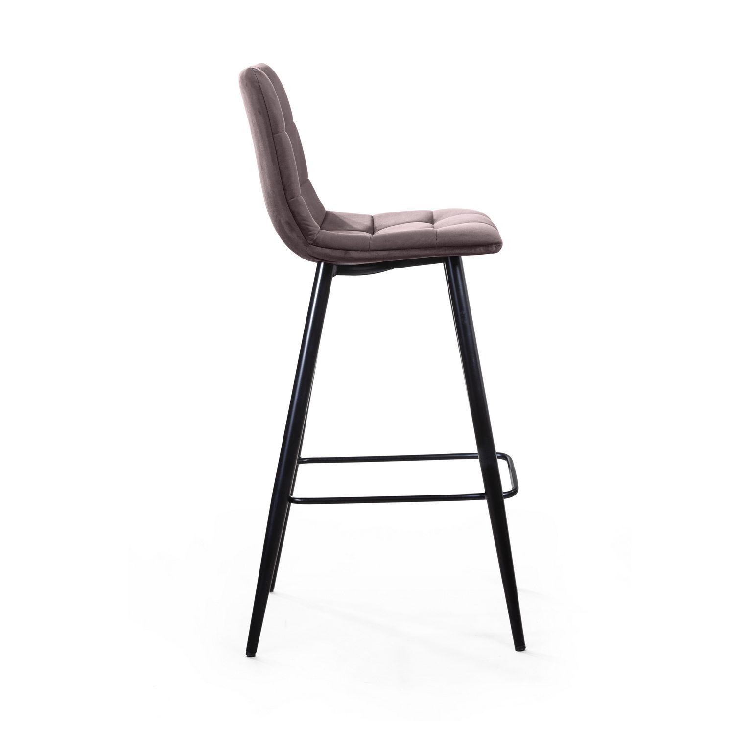 Стул барный Уно, бархат антрацит 14/ чёрный конус