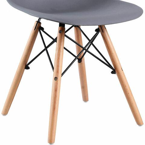 Стулья BRABIX "Eames CF-010", КОМПЛЕКТ 4 шт., пластик серый, опоры дерево/металл, 532632
