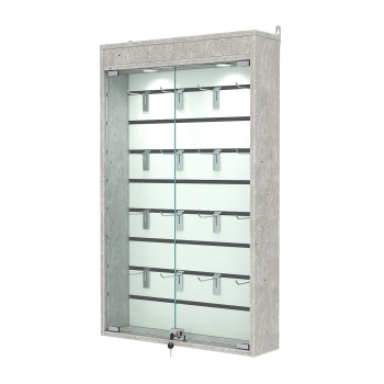 Витрина настенная №2-2Б с экономпанелью и с подсветкой (без полок), Метрополитан Грей