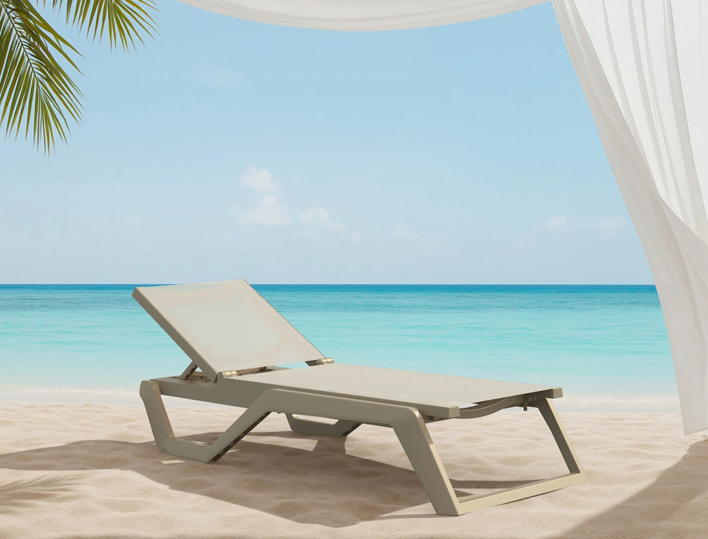 Шезлонг-лежак пластиковый Rio Pro бежевый