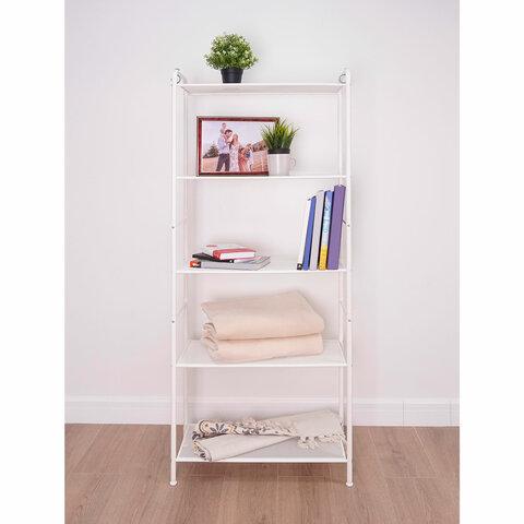 Стеллаж на металлокаркасе "Валенсия-25", 655х300х1555 мм, 5 полок, белый, СТВ25 Б