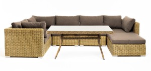 "Лунго" обеденная группа угловая из искусственного ротанга