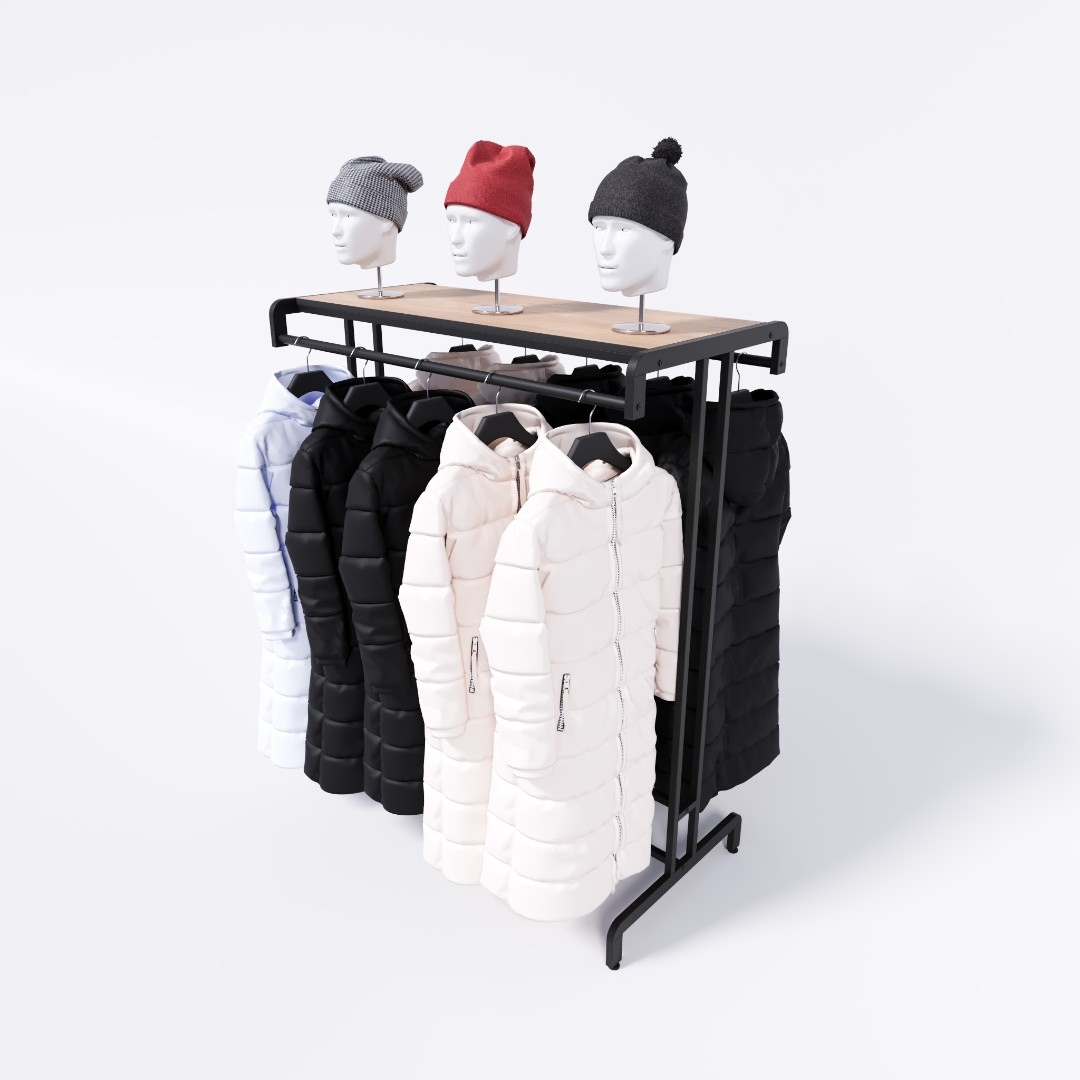 Вешало для одежды FORTE-PRO двухстороннее1400х600, черного цвета