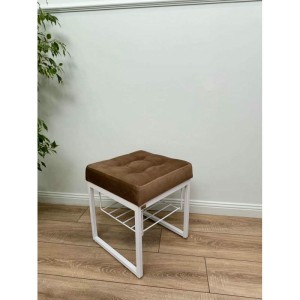 Банкетка Марсей 40-44 с полкой (светло-коричневый/белый)