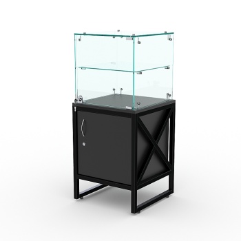 Торговый стеклянный прилавок "ЛОФТ СТИЛЬ" №110 (с дверками), Черный