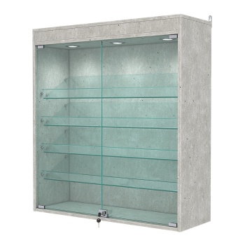 Витрина настенная №4-3АКГ с подсветкой, Метрополитан Грей