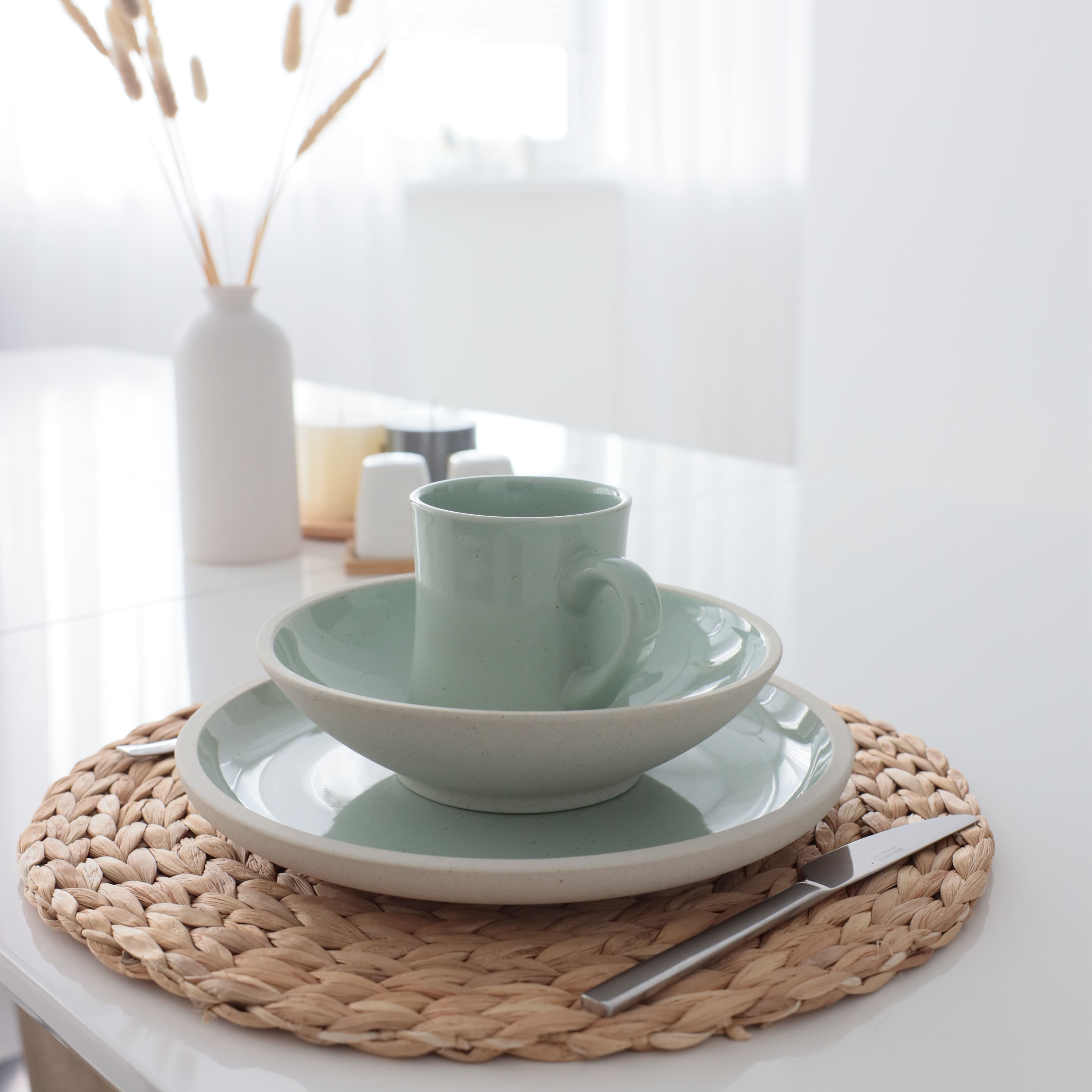 Блюдо STONE CLAY, керамика, светло-зеленый, d21*3см