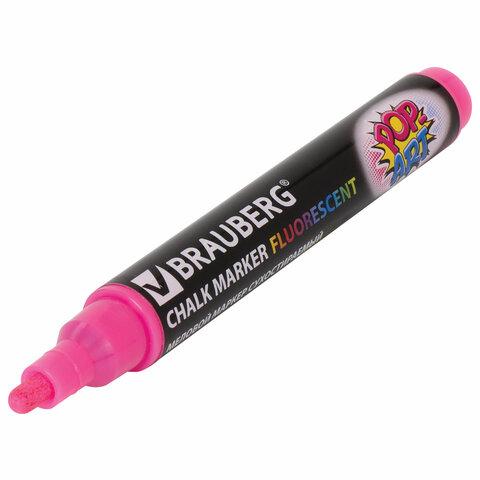 Маркеры меловые BRAUBERG "POP-ART", НАБОР 4 шт., сухостираемые, для гладких поверхностей, 5 мм, АССОРТИ, 151535