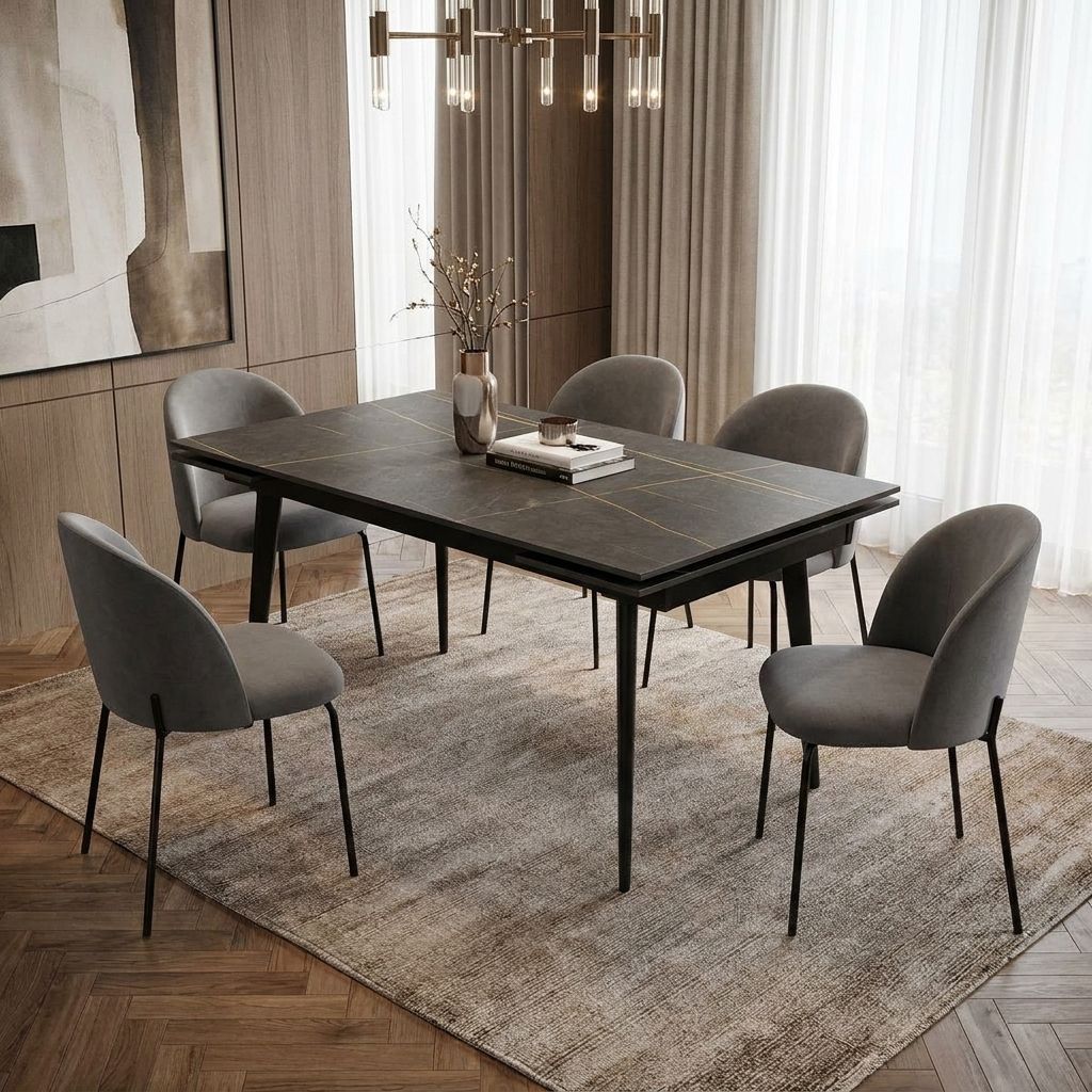 Стол раскладной Бюрен (140+30+30) керамика черный