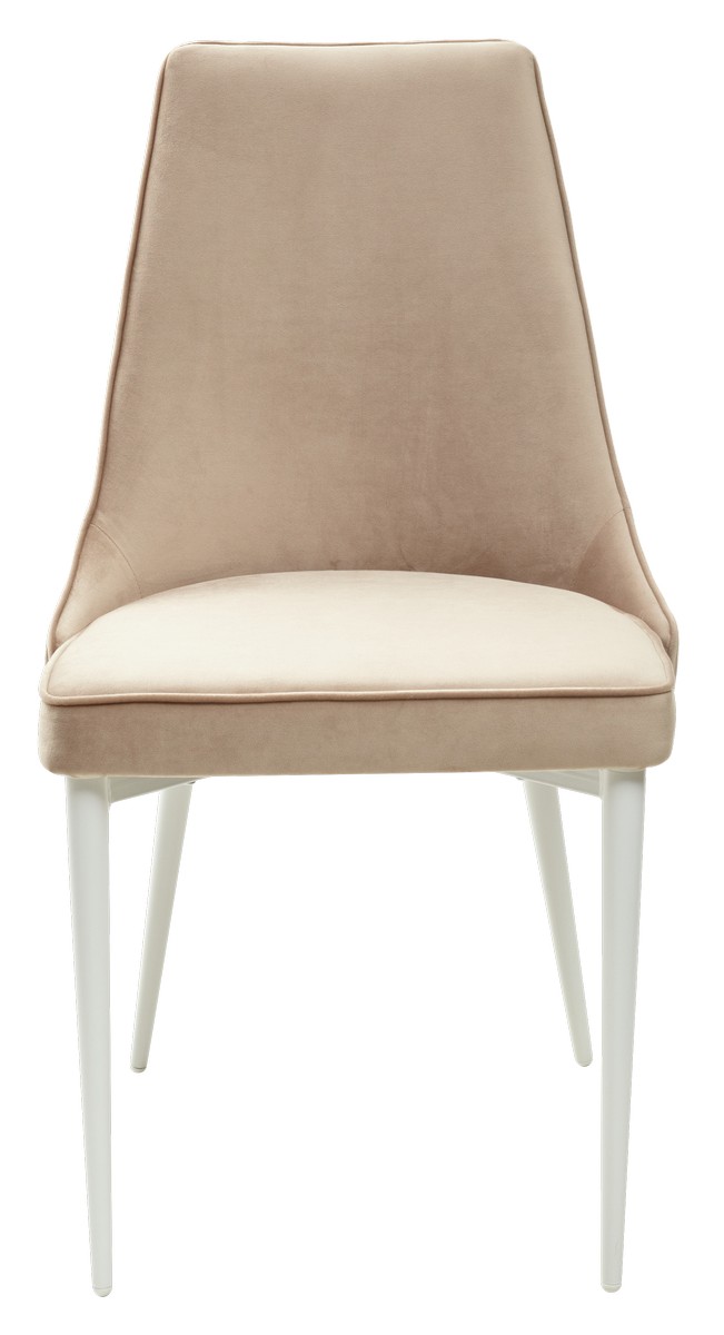 Стул НЕПАЛ (NEPAL-P) БЕЖЕВЫЙ #5, велюр/ белый каркас