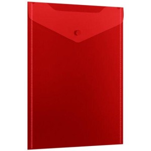 Папка-конверт с кнопкой прозрачная А4 BRAUBERG UNIVERSAL, вертикальная, красная, 0,15 мм, 273077
