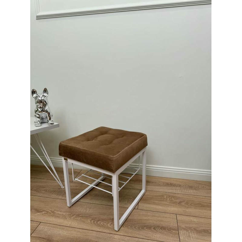 Банкетка Марсей 40-44 с полкой (светло-коричневый/белый)