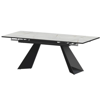 Стол раздвижной Дуэт Обеденные столы в пластике Дуэт 1400х800+300 (Н-3829) Серый Каспий/Черный муар