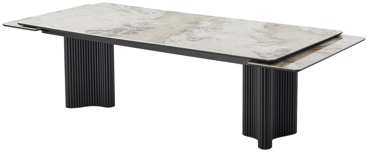 Стол АДАЖИО 240 (320) см PANDORA, керамика / Черный каркас
