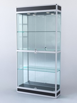 Витрина "ПРЯМОУГОЛЬНАЯ" №3-300-3 (задняя стенка - зеркало), Черный